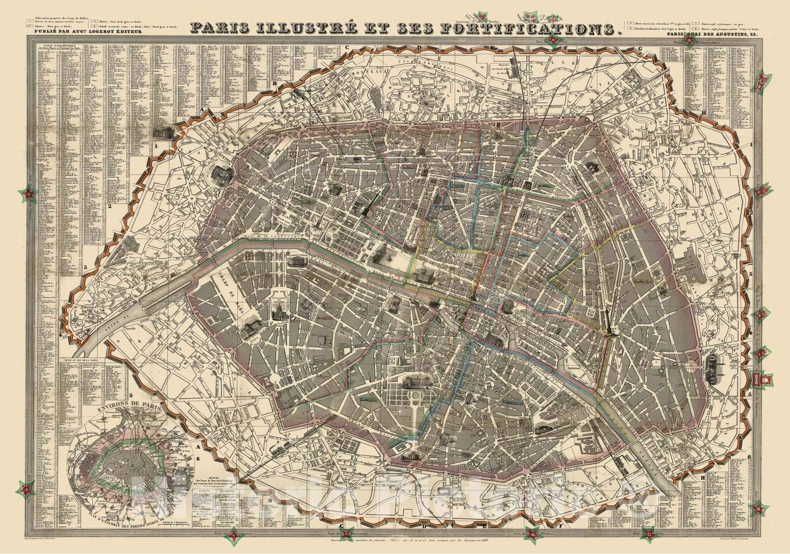 Amazon.com: Historic Pictoric Map : Paris, France 1853